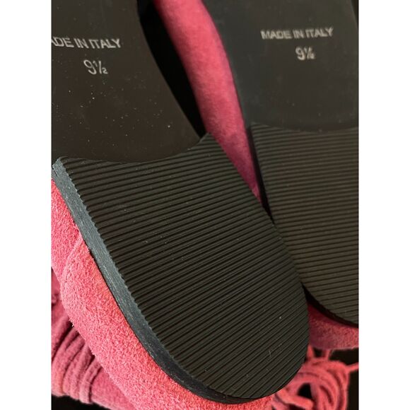 ~ Garnet Hill Suede Leather Prima Ankle Wrap Ballet Flats 9.5 Pink Tie 9 1/2 wmn - Picture 5 of 13